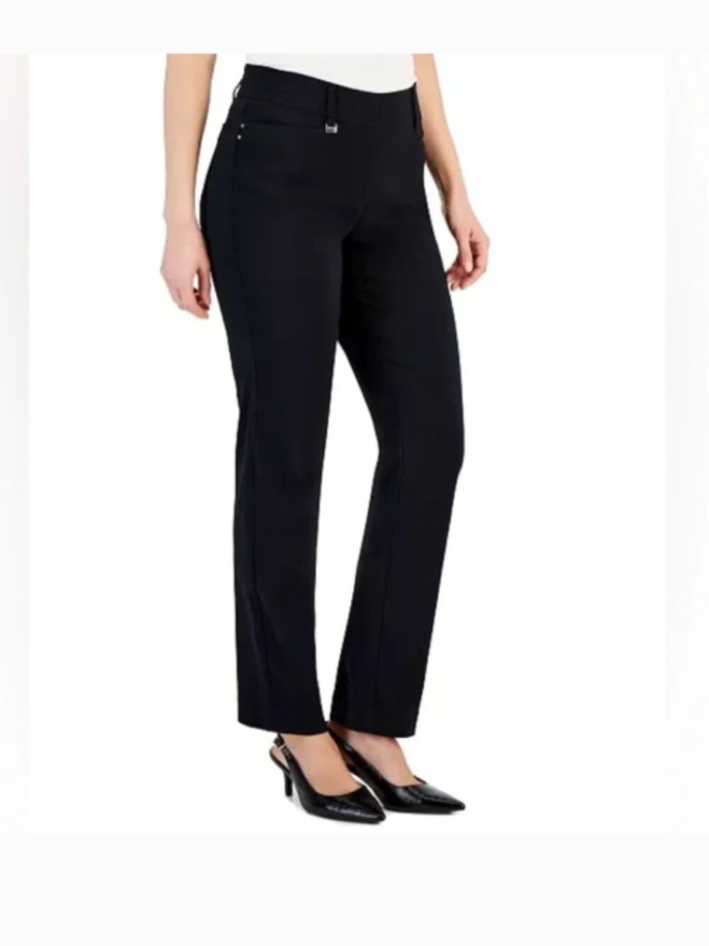 NWOT JM Collection Women's Tummy Control Curvy-Fit Pants Black Size 14 Short